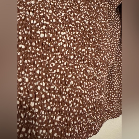 Abercrombie & Fitch Mauve Polka Dot Sweetheart Neckline Long Sleeve Blouse - Picture 6 of 7